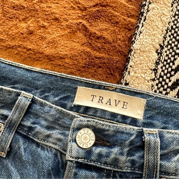 Trave Harper jeans time after time washed cropped straight raw hem distressed 28 - Picture 6 of 9
